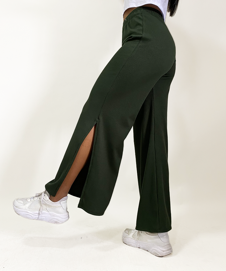 Pantalón bota ancha con abertura lateral – Tienda Ellison